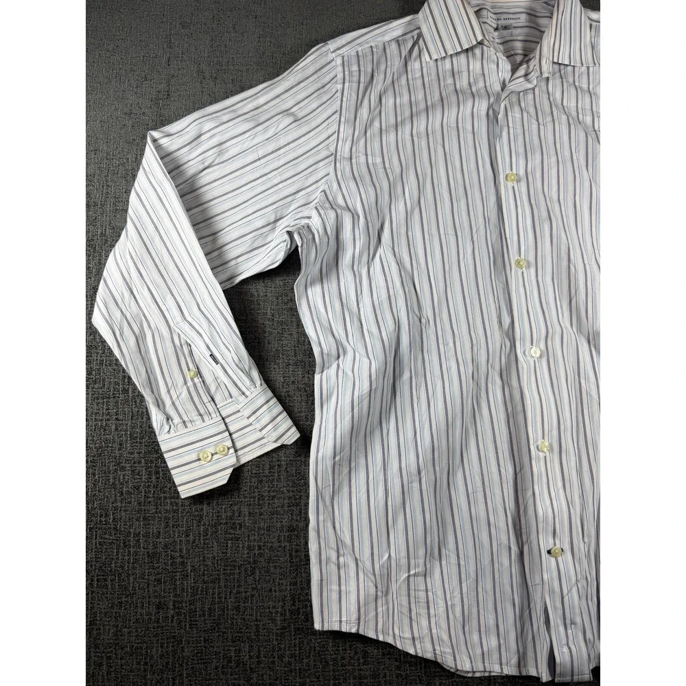 Banana Republic Mens Striped Cotton Button Down Shirt Blue White M 15-15.5